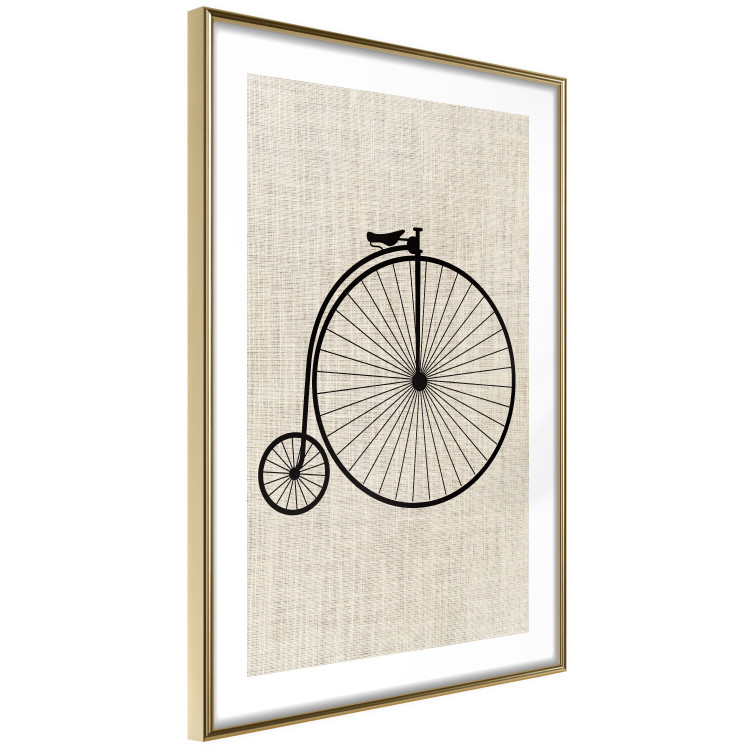 Wall Poster Vintage Bicycle - vehicle with large front wheel on fabric texture 123794 additionalImage 11