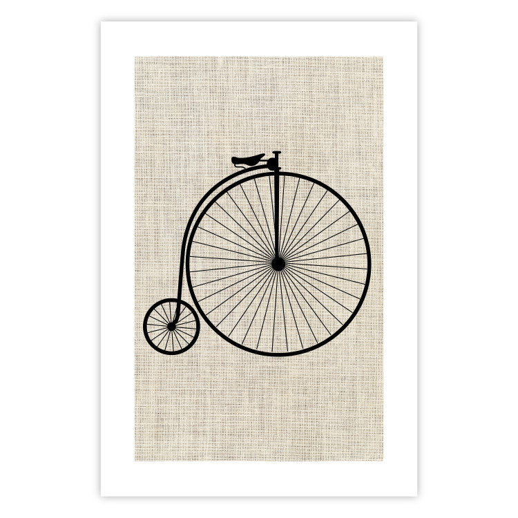 Wall Poster Vintage Bicycle - vehicle with large front wheel on fabric texture 123794 additionalImage 25