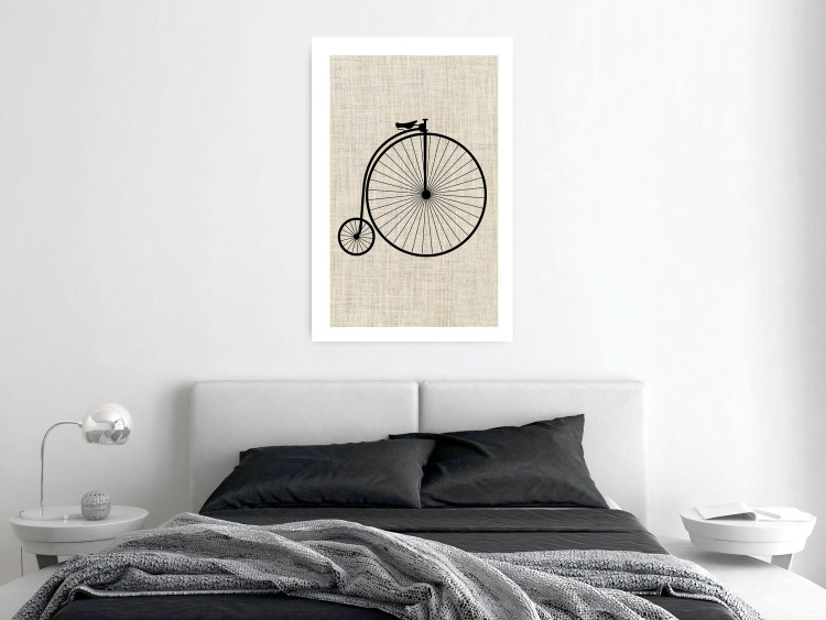 Wall Poster Vintage Bicycle - vehicle with large front wheel on fabric texture 123794 additionalImage 7