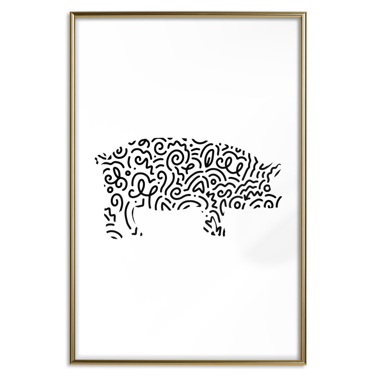 Wall Poster Black and White Pig - abstract patterns forming the shape of a pig 125094 additionalImage 16