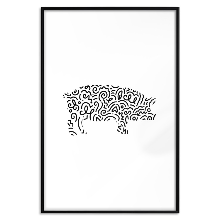 Wall Poster Black and White Pig - abstract patterns forming the shape of a pig 125094 additionalImage 15