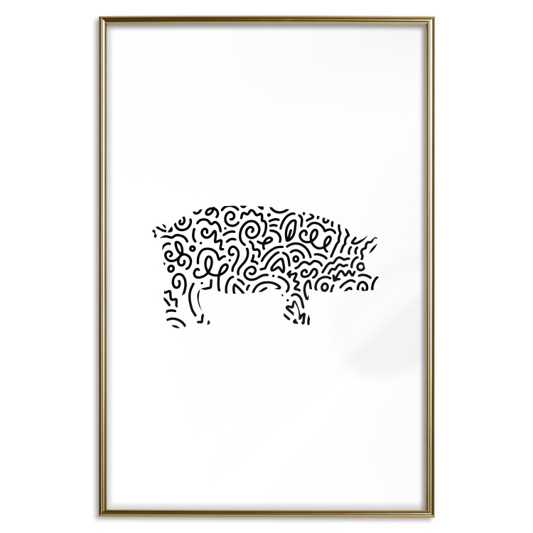 Wall Poster Black and White Pig - abstract patterns forming the shape of a pig 125094 additionalImage 14