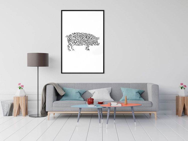 Wall Poster Black and White Pig - abstract patterns forming the shape of a pig 125094 additionalImage 3