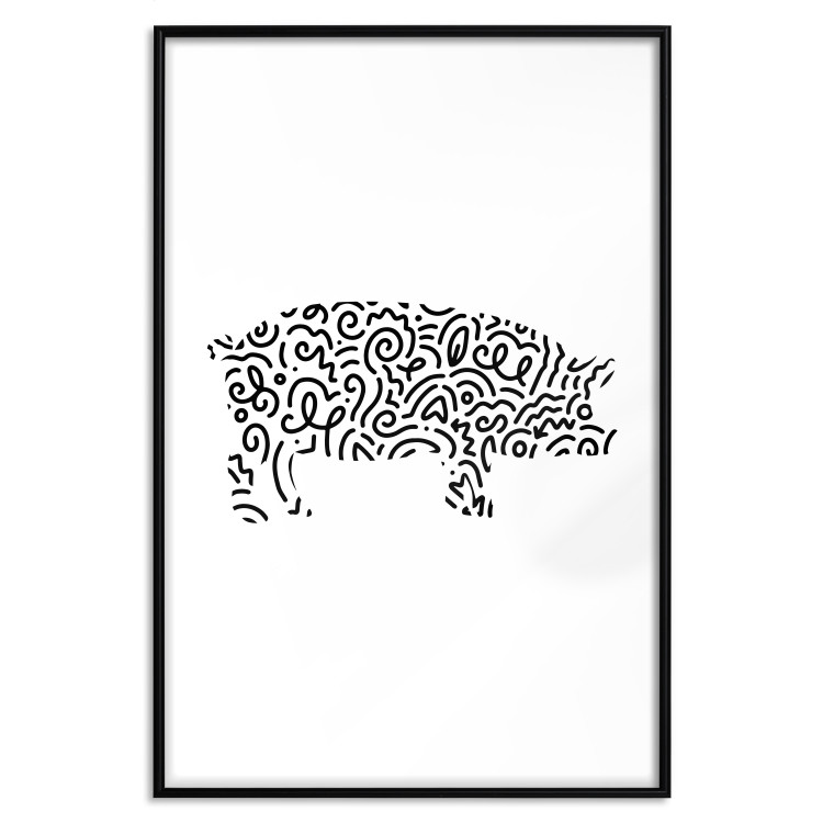 Wall Poster Black and White Pig - abstract patterns forming the shape of a pig 125094 additionalImage 18
