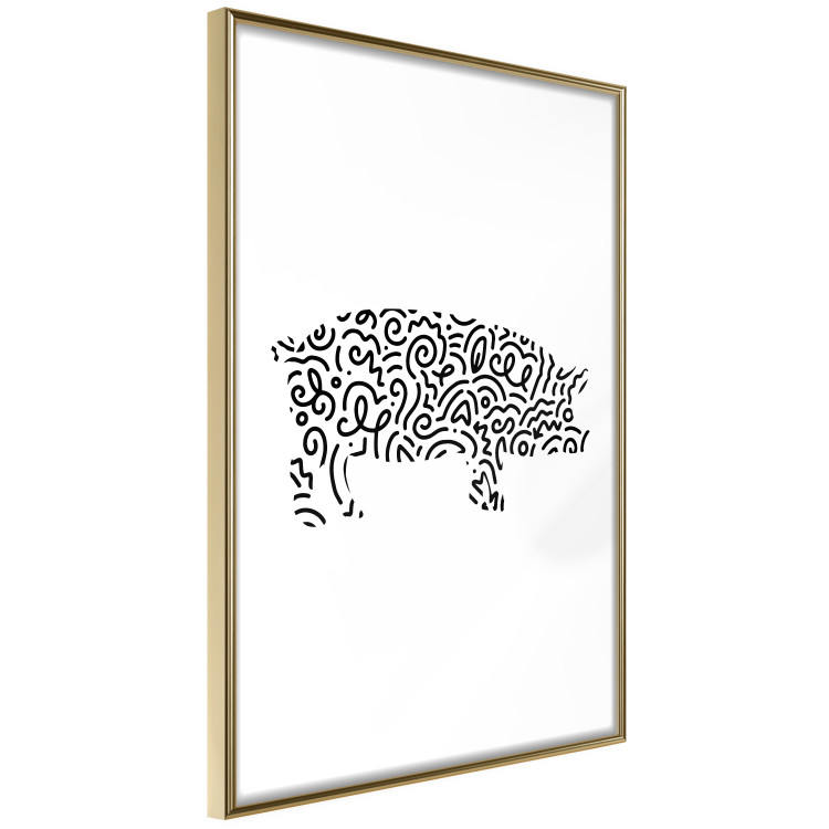 Wall Poster Black and White Pig - abstract patterns forming the shape of a pig 125094 additionalImage 12