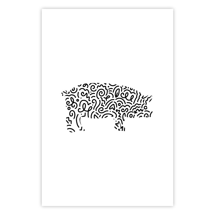 Wall Poster Black and White Pig - abstract patterns forming the shape of a pig 125094 additionalImage 19