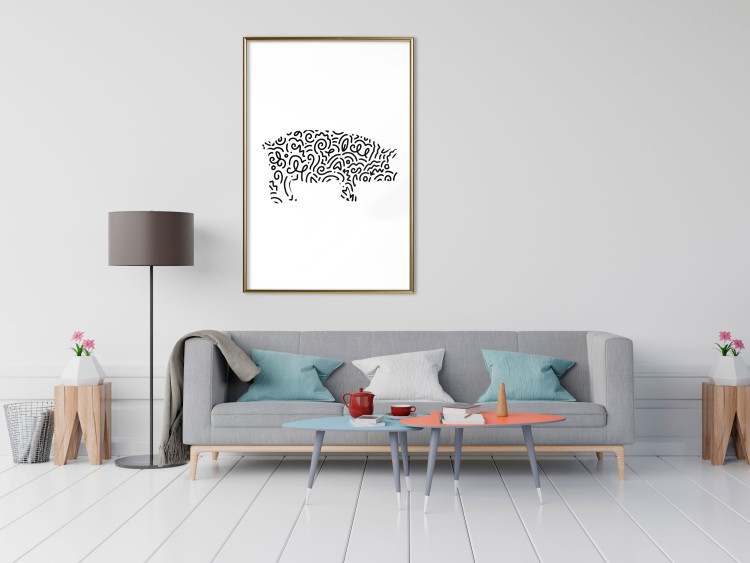 Wall Poster Black and White Pig - abstract patterns forming the shape of a pig 125094 additionalImage 5