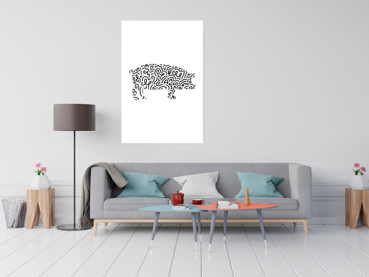 Wall Poster Black and White Pig - abstract patterns forming the shape of a pig 125094 additionalImage 17