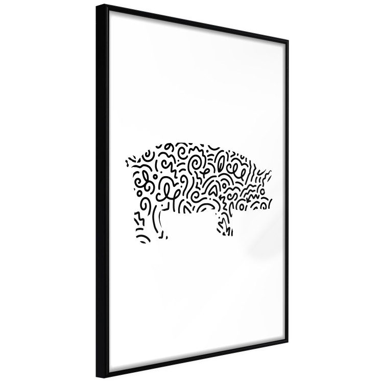 Wall Poster Black and White Pig - abstract patterns forming the shape of a pig 125094 additionalImage 10