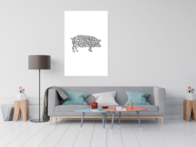 Wall Poster Black and White Pig - abstract patterns forming the shape of a pig 125094 additionalImage 2