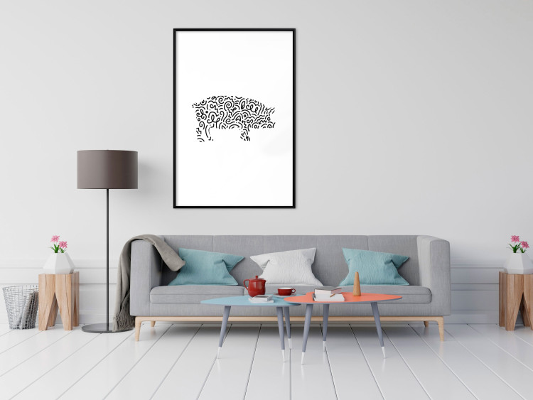 Wall Poster Black and White Pig - abstract patterns forming the shape of a pig 125094 additionalImage 4