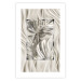 Poster Jungle Treasure - silver emblem of a tropical leaf on a white background 125894 additionalThumb 25
