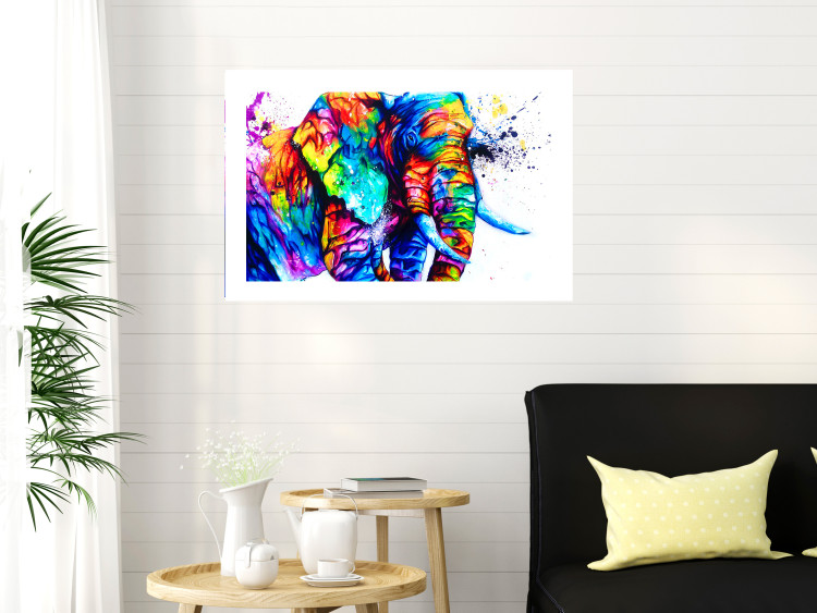 Wall Poster Friendly Elephant - abstract multicolored animal on a white background 127094 additionalImage 3