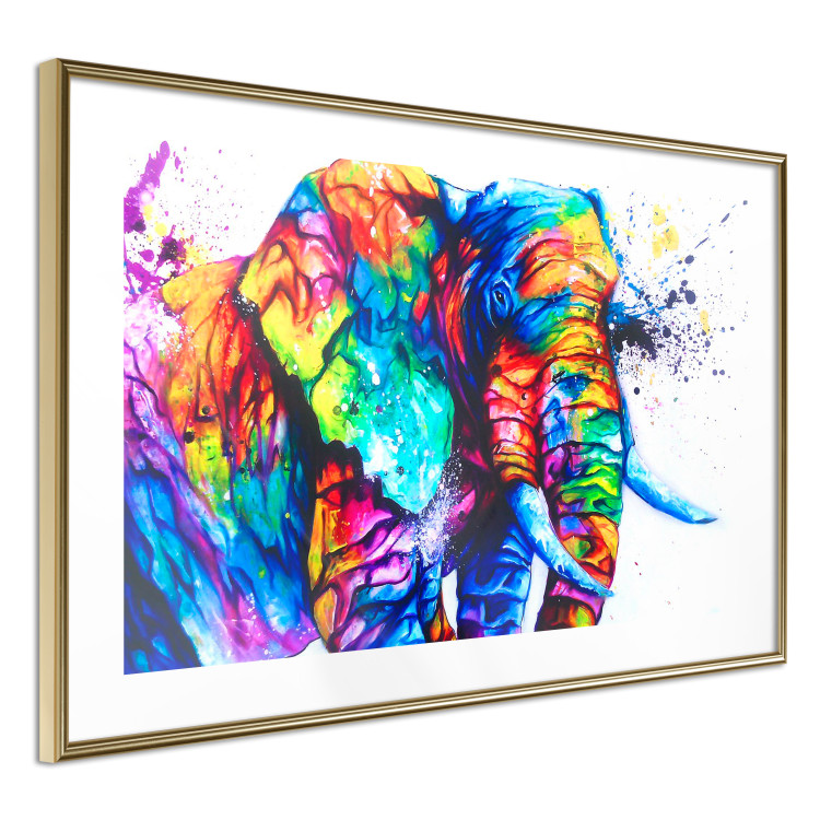 Wall Poster Friendly Elephant - abstract multicolored animal on a white background 127094 additionalImage 7