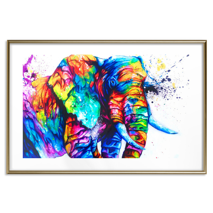 Wall Poster Friendly Elephant - abstract multicolored animal on a white background 127094 additionalImage 14
