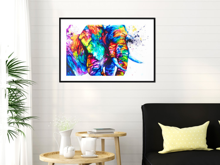 Wall Poster Friendly Elephant - abstract multicolored animal on a white background 127094 additionalImage 18