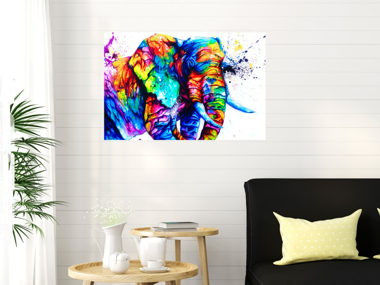 Wall Poster Friendly Elephant - abstract multicolored animal on a white background 127094 additionalImage 2