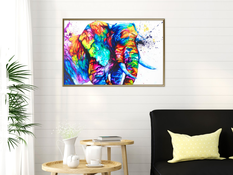Wall Poster Friendly Elephant - abstract multicolored animal on a white background 127094 additionalImage 5
