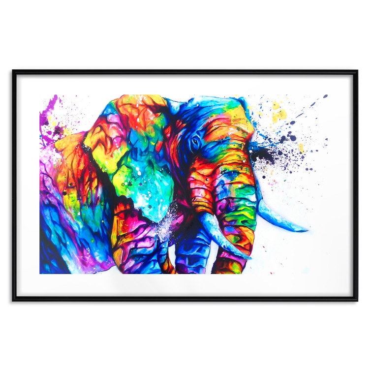 Wall Poster Friendly Elephant - abstract multicolored animal on a white background 127094 additionalImage 15