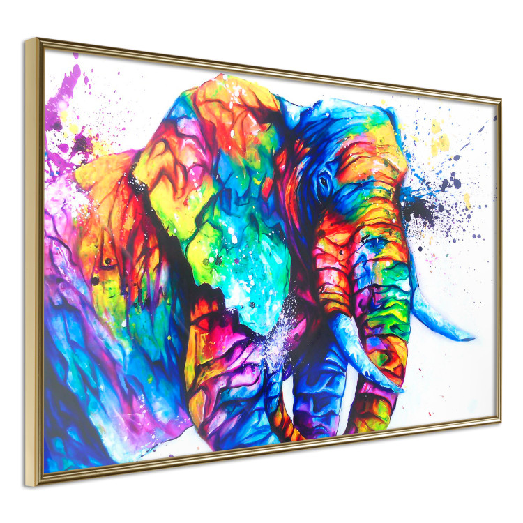 Wall Poster Friendly Elephant - abstract multicolored animal on a white background 127094 additionalImage 12
