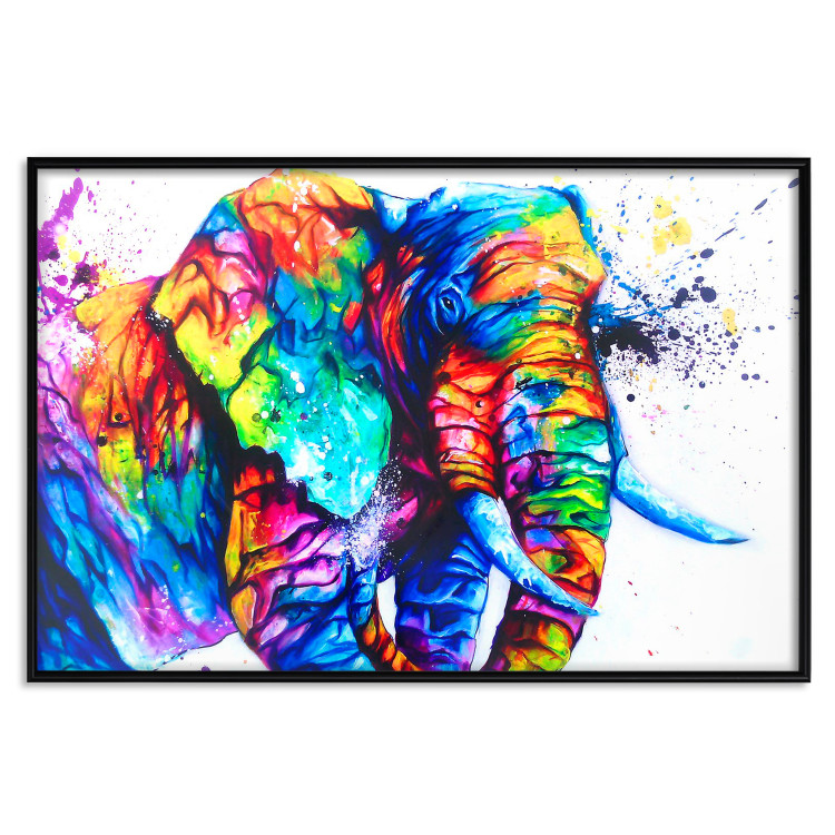 Wall Poster Friendly Elephant - abstract multicolored animal on a white background 127094 additionalImage 16