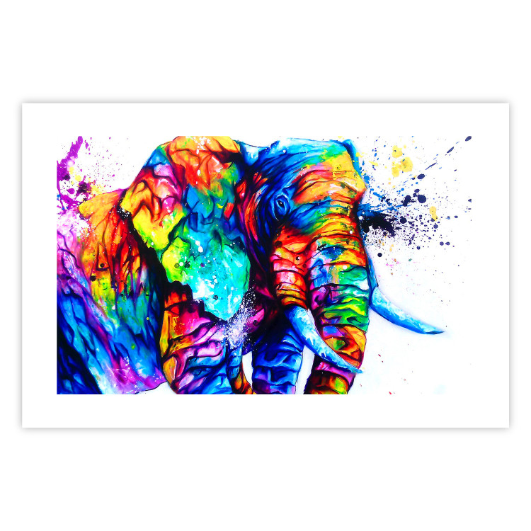 Wall Poster Friendly Elephant - abstract multicolored animal on a white background 127094 additionalImage 19