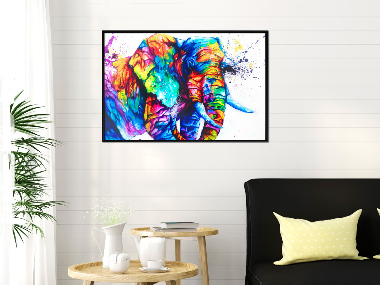 Wall Poster Friendly Elephant - abstract multicolored animal on a white background 127094 additionalImage 4