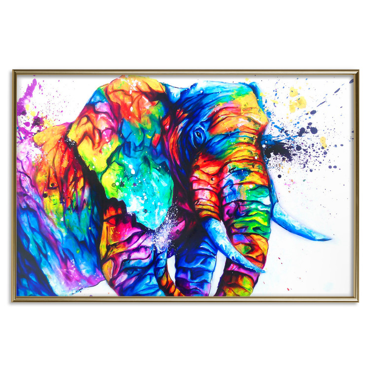 Wall Poster Friendly Elephant - abstract multicolored animal on a white background 127094 additionalImage 17