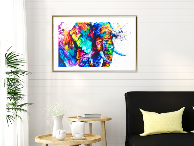 Wall Poster Friendly Elephant - abstract multicolored animal on a white background 127094 additionalImage 13