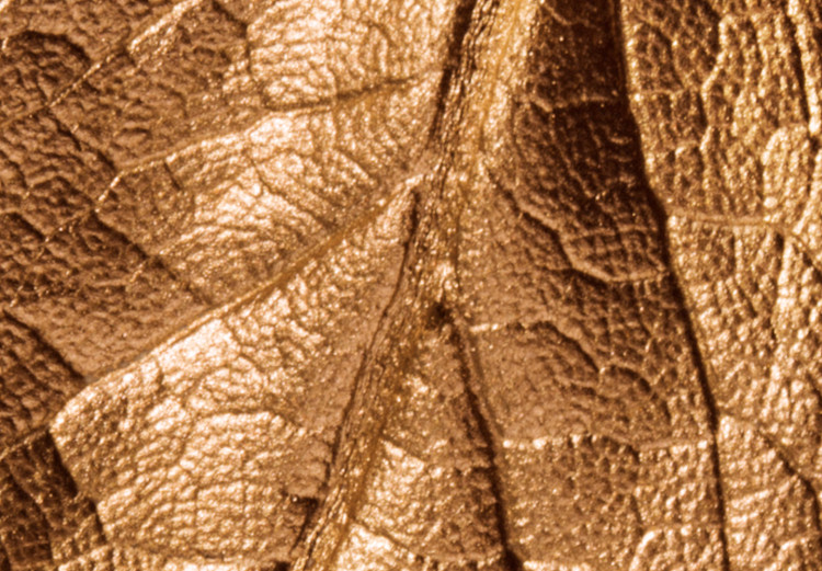 Poster Golden Lightness - golden leaf with distinct texture on a beige background 127394 additionalImage 10