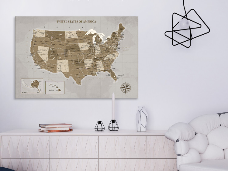 Canvas Print Map of the United States of North America - brown composition 127894 additionalImage 3