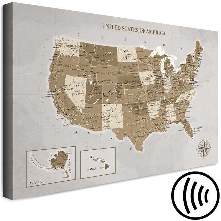 Canvas Print Map of the United States of North America - brown composition 127894 additionalImage 6