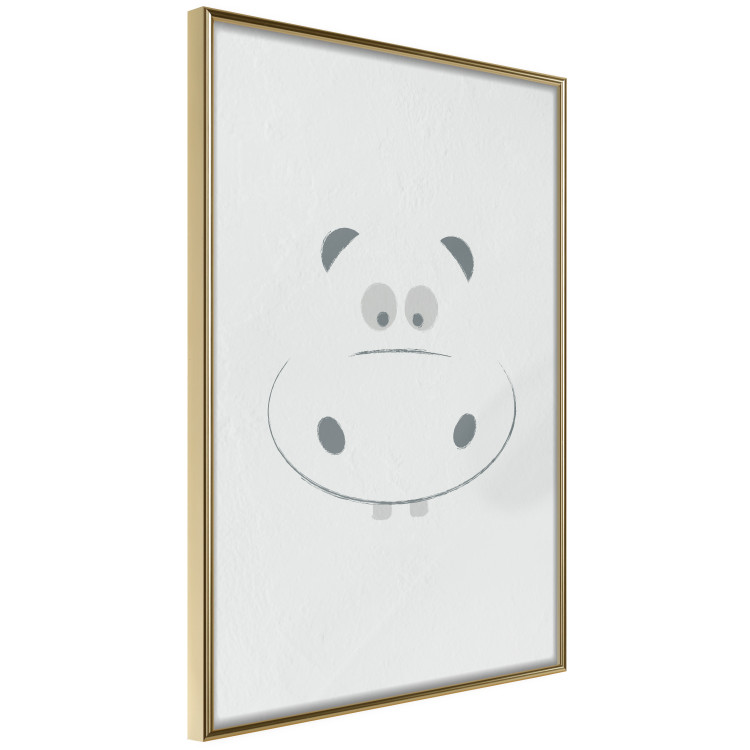 Wall Poster Happy Hippo - animal with a funny face on a solid gray background 130694 additionalImage 12