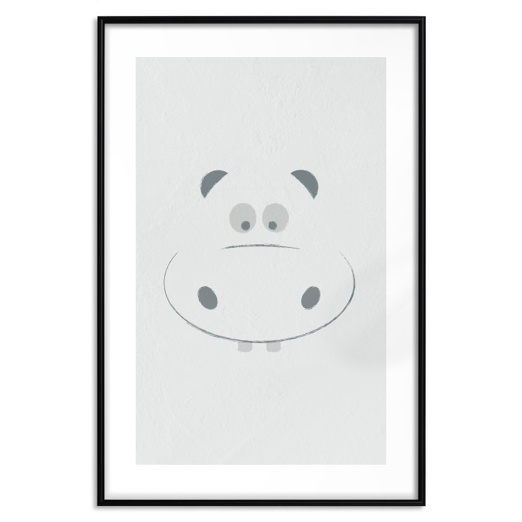 Wall Poster Happy Hippo - animal with a funny face on a solid gray background 130694 additionalImage 20