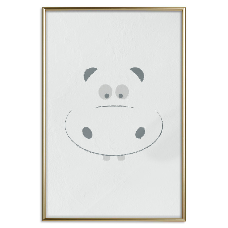 Wall Poster Happy Hippo - animal with a funny face on a solid gray background 130694 additionalImage 16