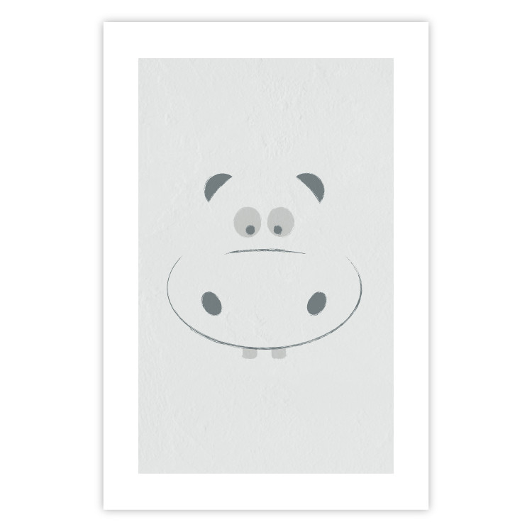 Wall Poster Happy Hippo - animal with a funny face on a solid gray background 130694 additionalImage 15
