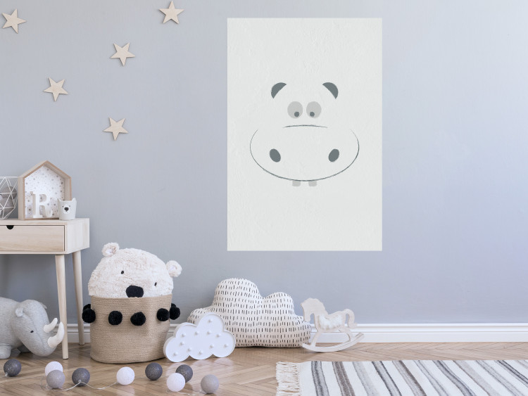 Wall Poster Happy Hippo - animal with a funny face on a solid gray background 130694 additionalImage 2