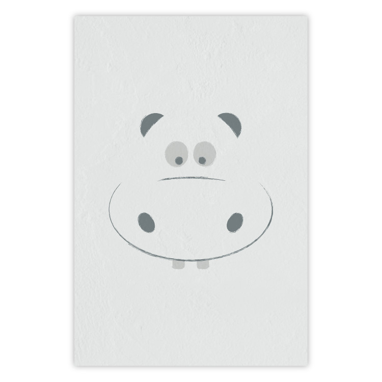 Wall Poster Happy Hippo - animal with a funny face on a solid gray background 130694