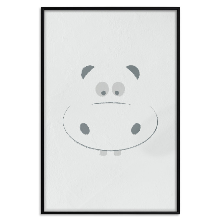 Wall Poster Happy Hippo - animal with a funny face on a solid gray background 130694 additionalImage 17