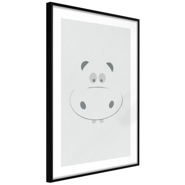 Wall Poster Happy Hippo - animal with a funny face on a solid gray background 130694 additionalImage 6
