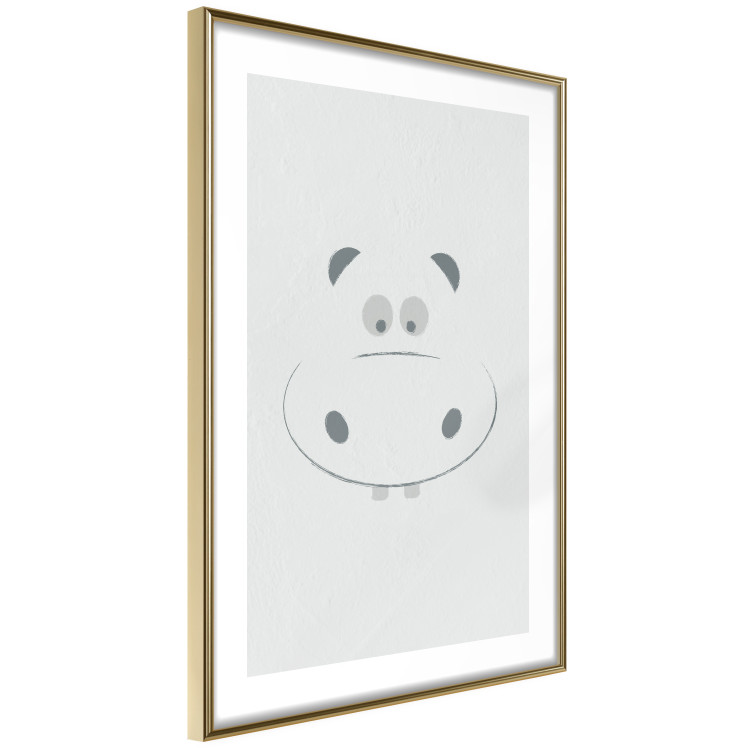 Wall Poster Happy Hippo - animal with a funny face on a solid gray background 130694 additionalImage 7