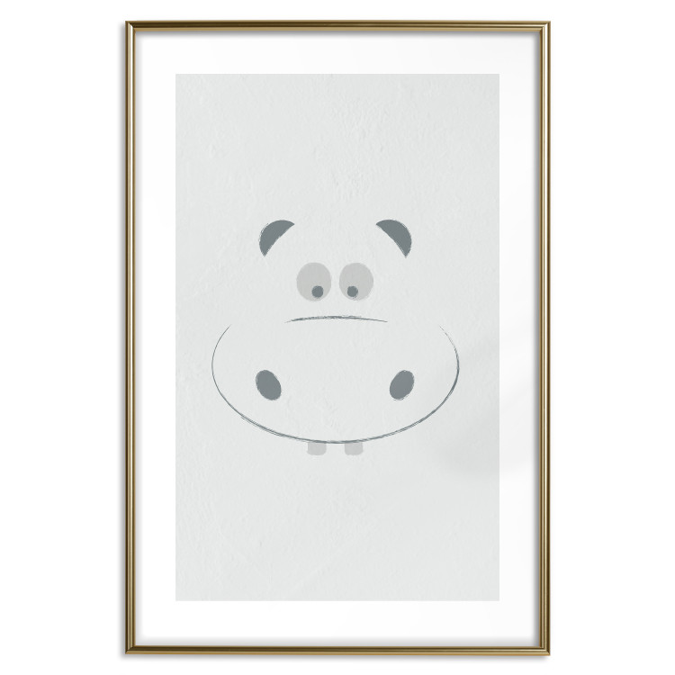 Wall Poster Happy Hippo - animal with a funny face on a solid gray background 130694 additionalImage 19
