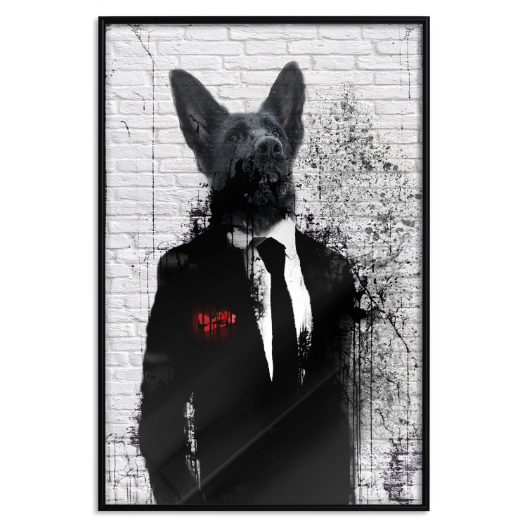 Wall Poster Businessman Dog - a fanciful animal in a suit on a brick wall 130794 additionalImage 25