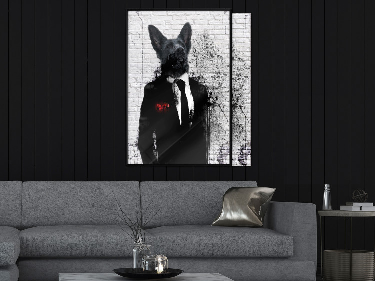 Wall Poster Businessman Dog - a fanciful animal in a suit on a brick wall 130794 additionalImage 6