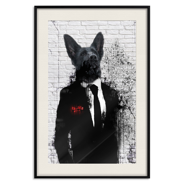 Wall Poster Businessman Dog - a fanciful animal in a suit on a brick wall 130794 additionalImage 23