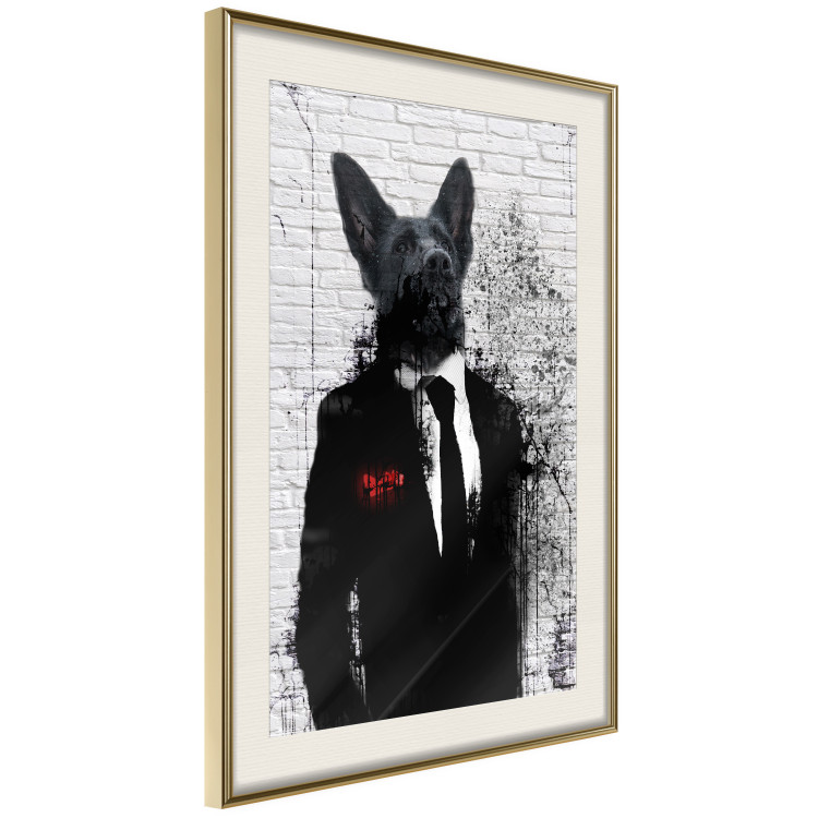 Wall Poster Businessman Dog - a fanciful animal in a suit on a brick wall 130794 additionalImage 3