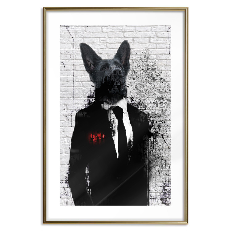 Wall Poster Businessman Dog - a fanciful animal in a suit on a brick wall 130794 additionalImage 26