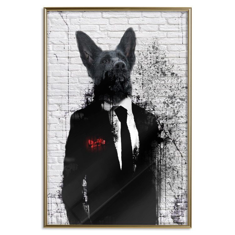 Wall Poster Businessman Dog - a fanciful animal in a suit on a brick wall 130794 additionalImage 17