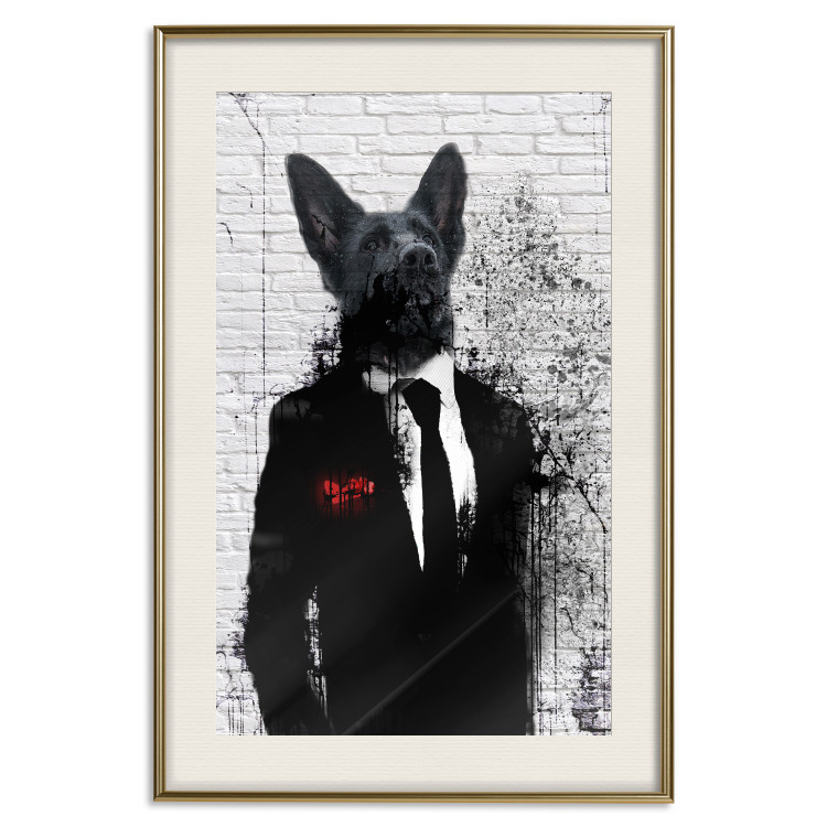 Wall Poster Businessman Dog - a fanciful animal in a suit on a brick wall 130794 additionalImage 22