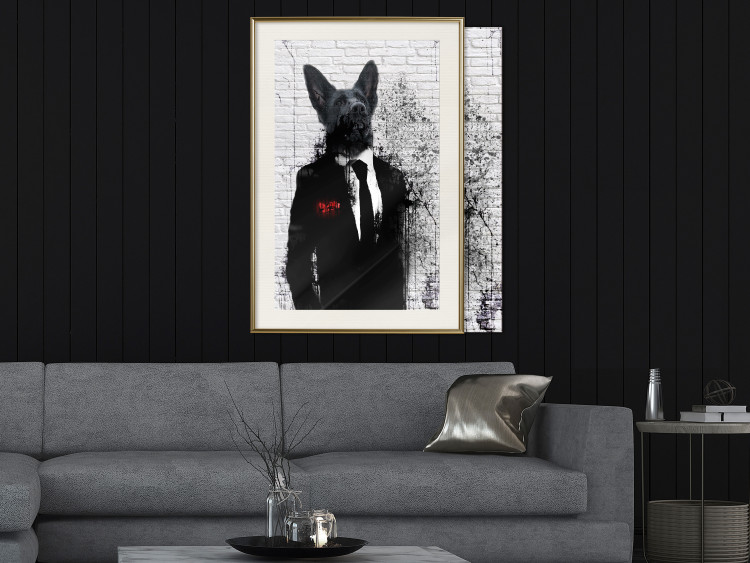 Wall Poster Businessman Dog - a fanciful animal in a suit on a brick wall 130794 additionalImage 21
